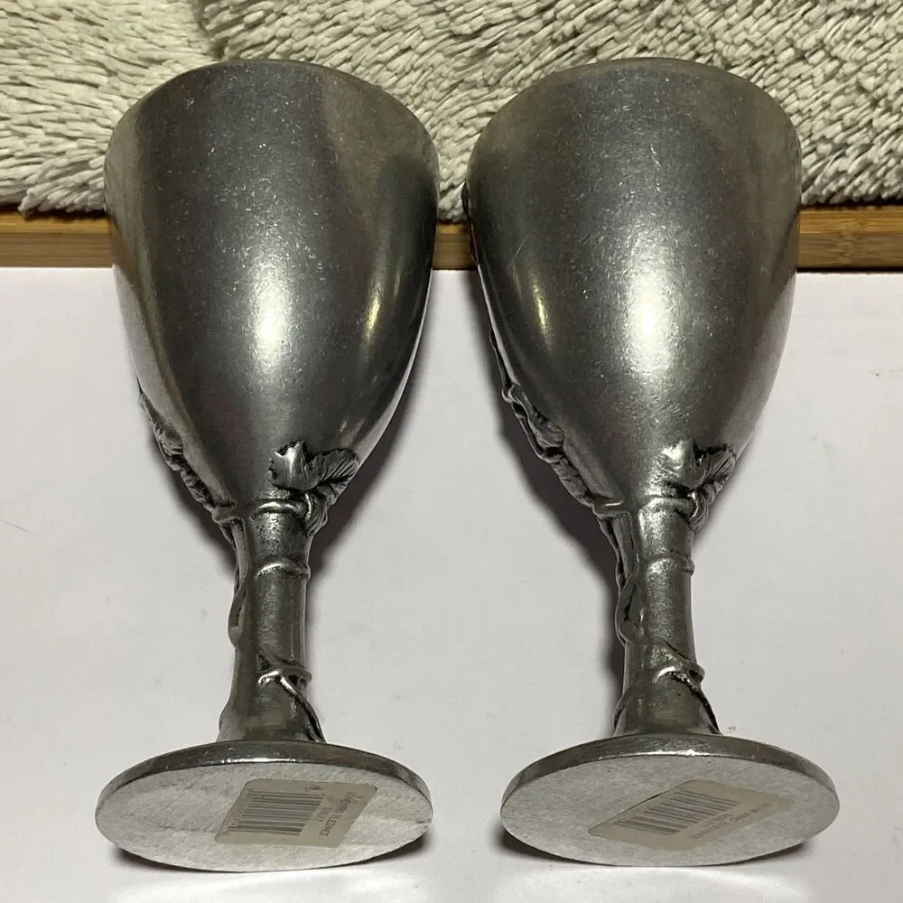 Set of 2 Goblets Vineyard Elegance renaissance ￼festival ￼vintage pewter new